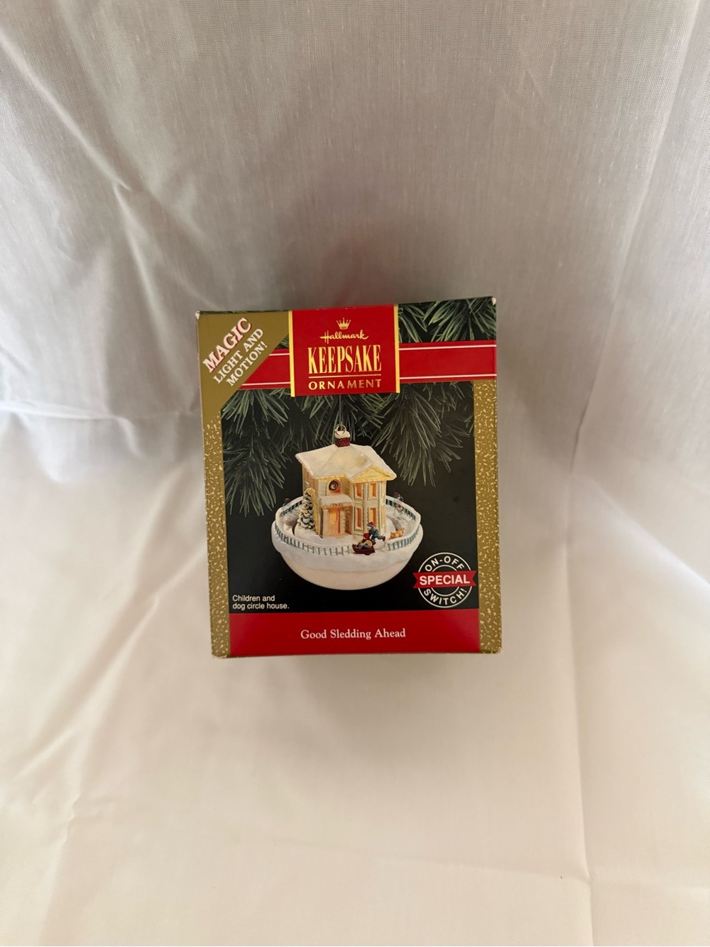 Hallmark Keepsake Ornament Gold & Red Holiday Sled Scene